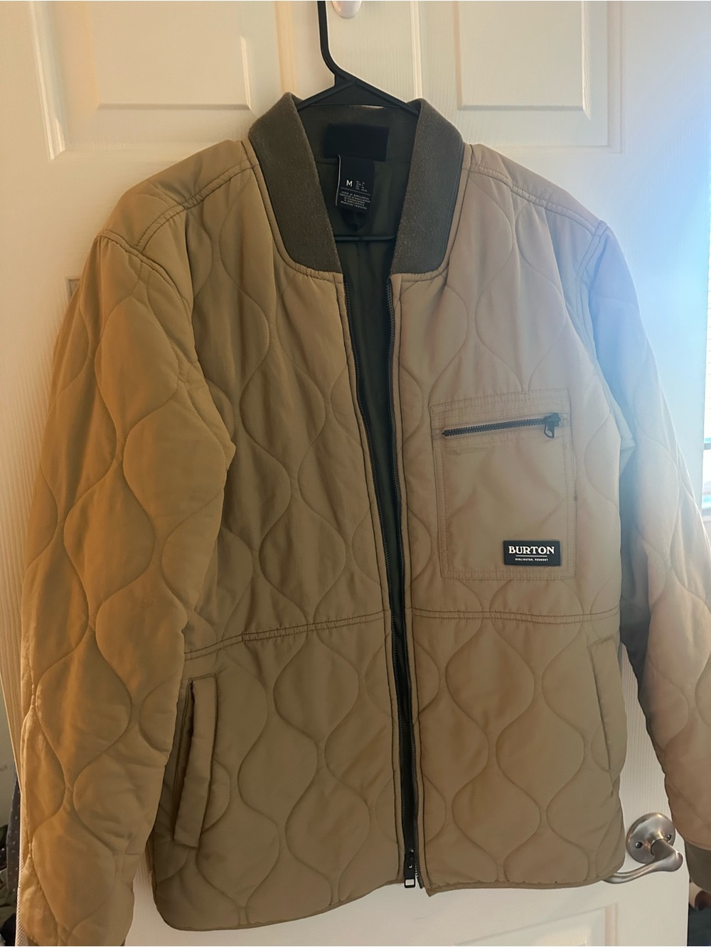 Burton Quilted Shirt Jacket in Light Brown with Dark Collar